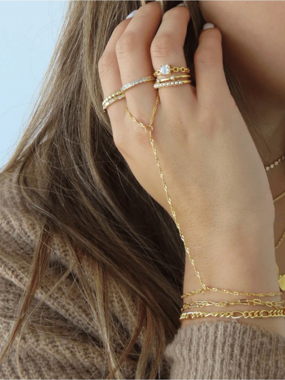Gold-Tone hand chain from evry jewels